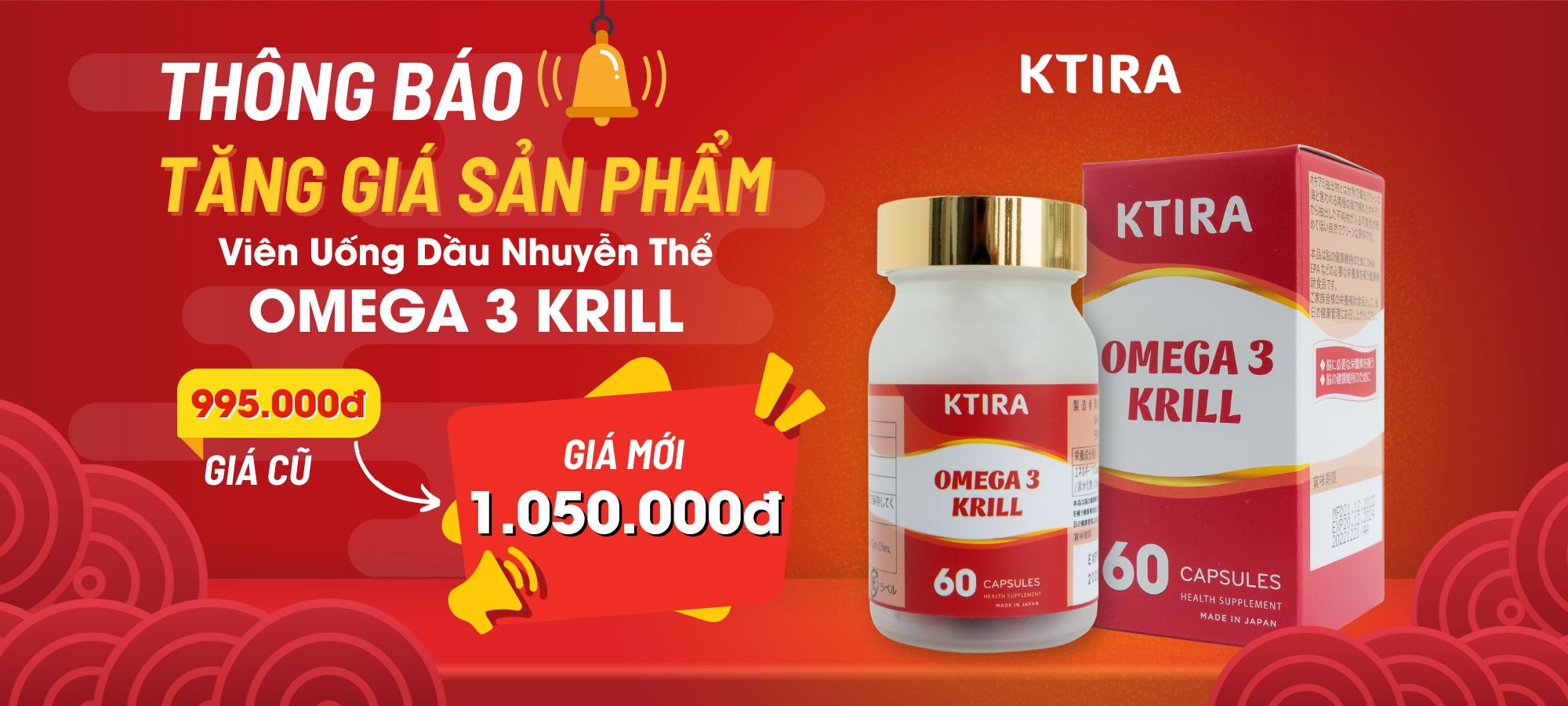 Viên Uống KTIRA Dầu Nhuyễn Thể OMEGA 3 KRILL